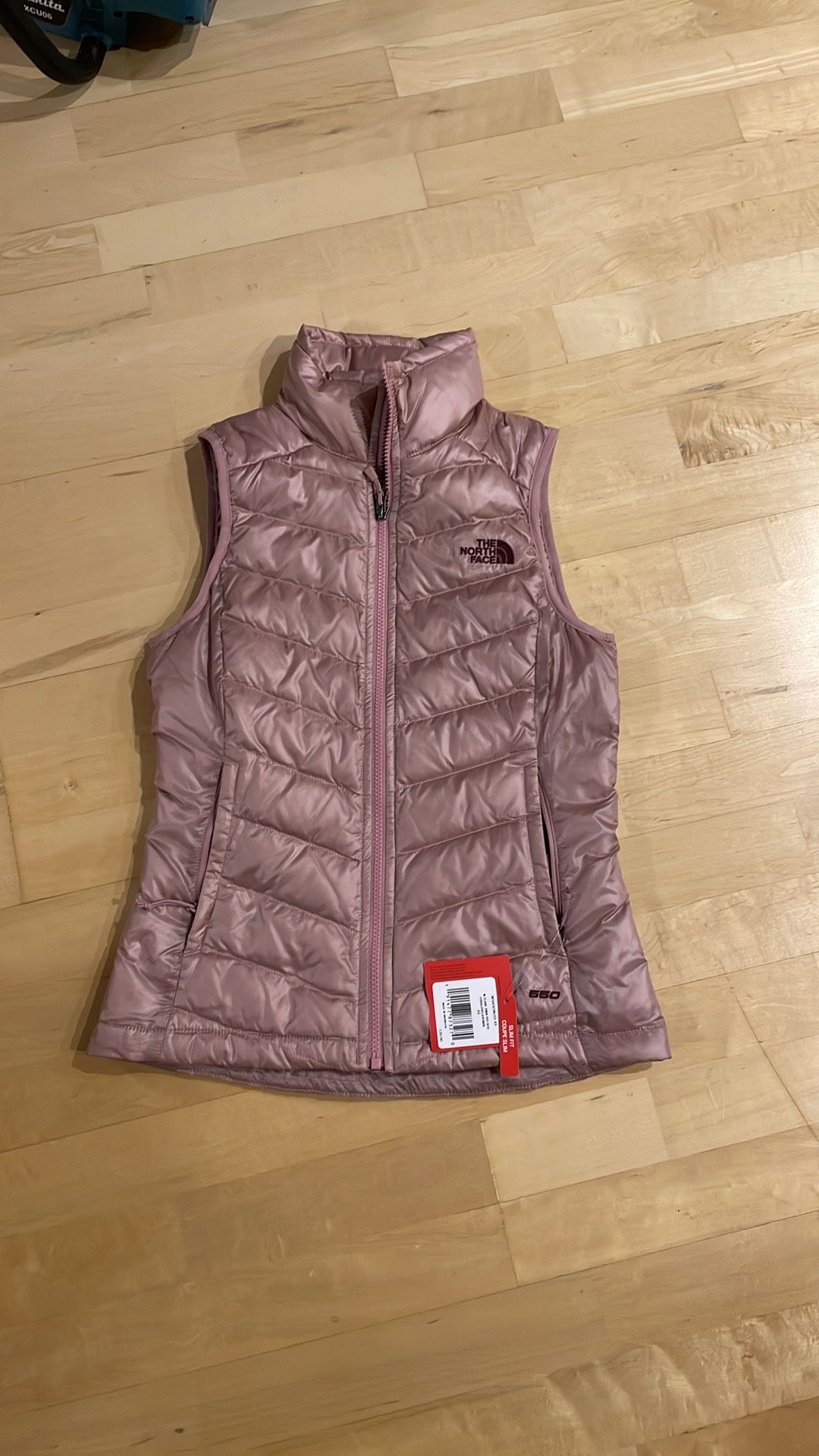 New north face women’s down 550 slim fit vest puffer pink xsmall