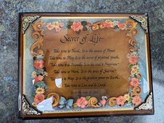 “Secret of Life” Inspirational Framed Wall Plaque | Floral Decor