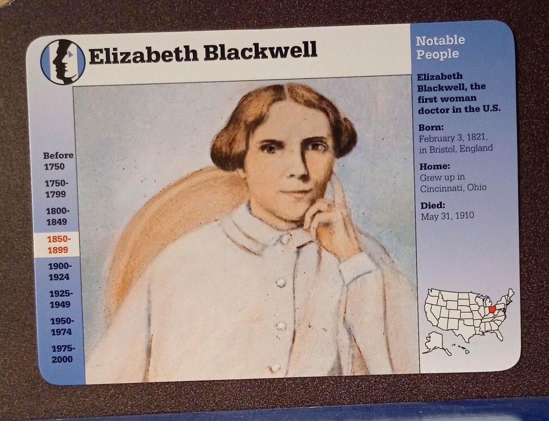1995 Elizabeth Blackwell First Woman To Earn Medical Degree Physician History Vintage Collectible Large Card