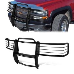 For 2001 — 2007 Chevy Silverado Front Bumper Protector Brush Grille Guard Black 1500HD 2500HD 3500 Steel - Black
