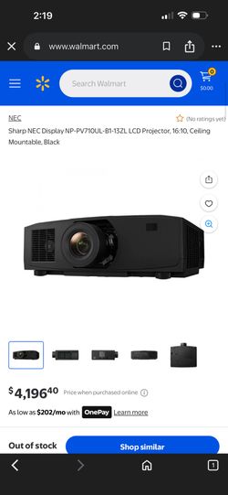 Sharp NEC Display NP-PV710UL-B1-13ZL LCD Projector, 16:10, Ceiling Mountable, Black