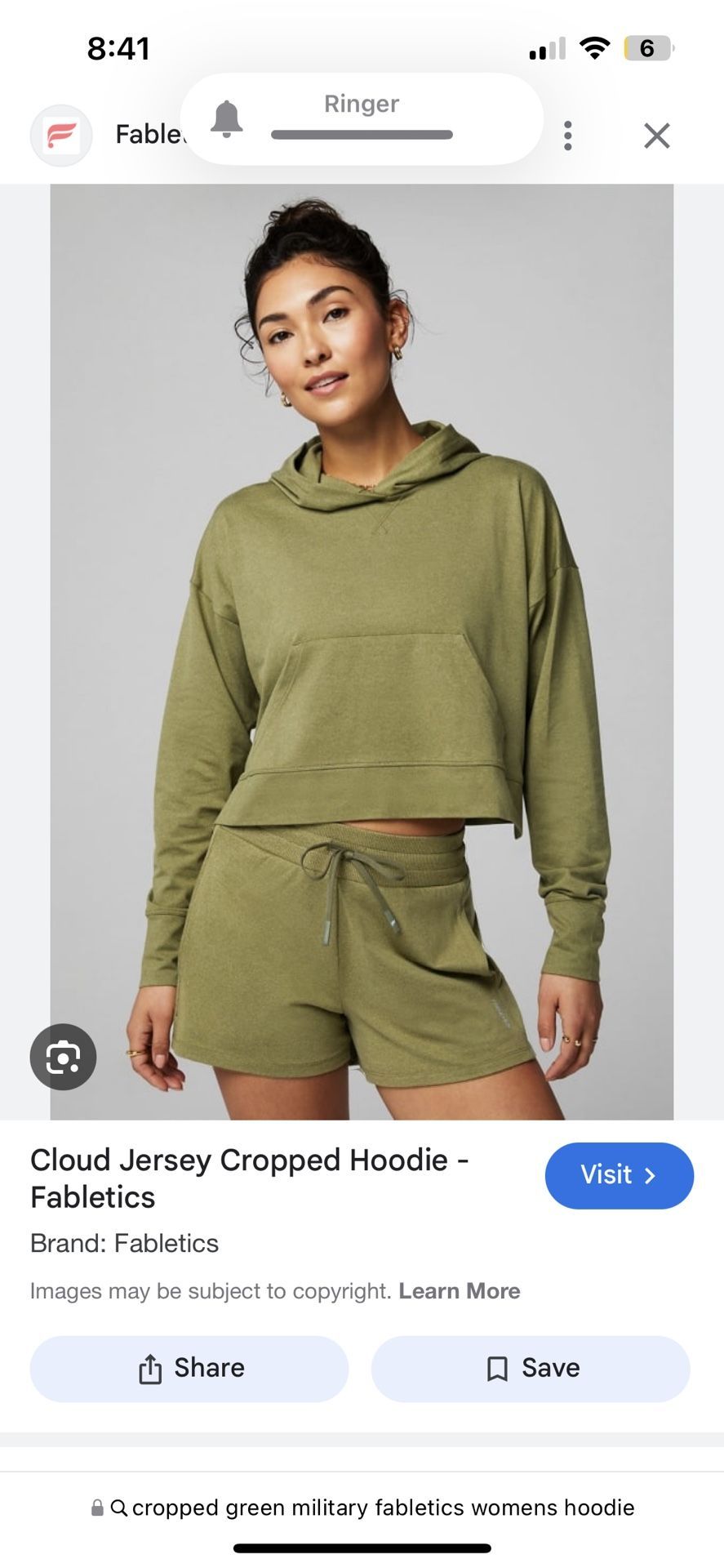 Fabletics Cloud Jersey Cropped Hoodie Size Small
