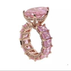 Rose Gold Plated Big Zirconia Ring