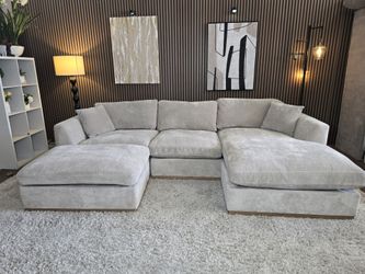 Henredon Caley Reversible Sofa Chaise with Ottoman