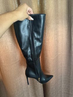 Black Knee-High Stiletto Heel Boots