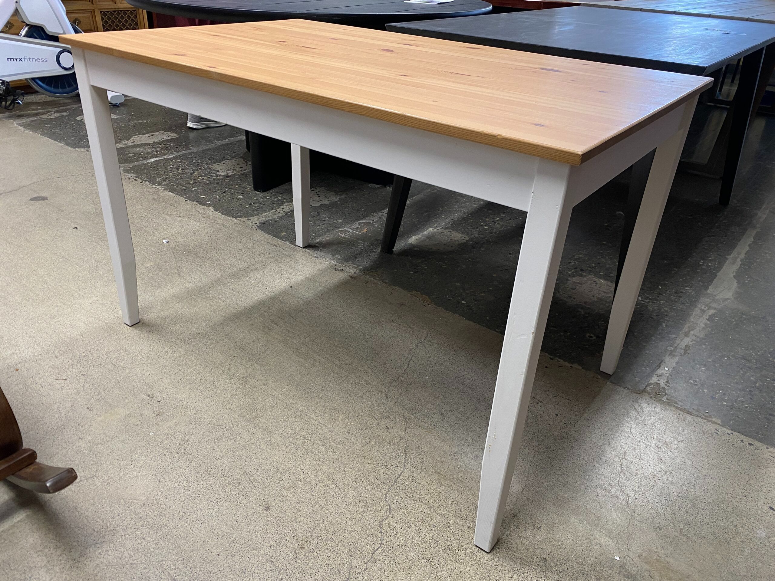 Knotty Pine Dining Table w/ White Legs