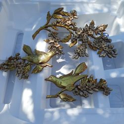VTG Syroco Wall Hollywood Regency Mounted Plaques Birds/Dogwood Lot Made USA Good Condition