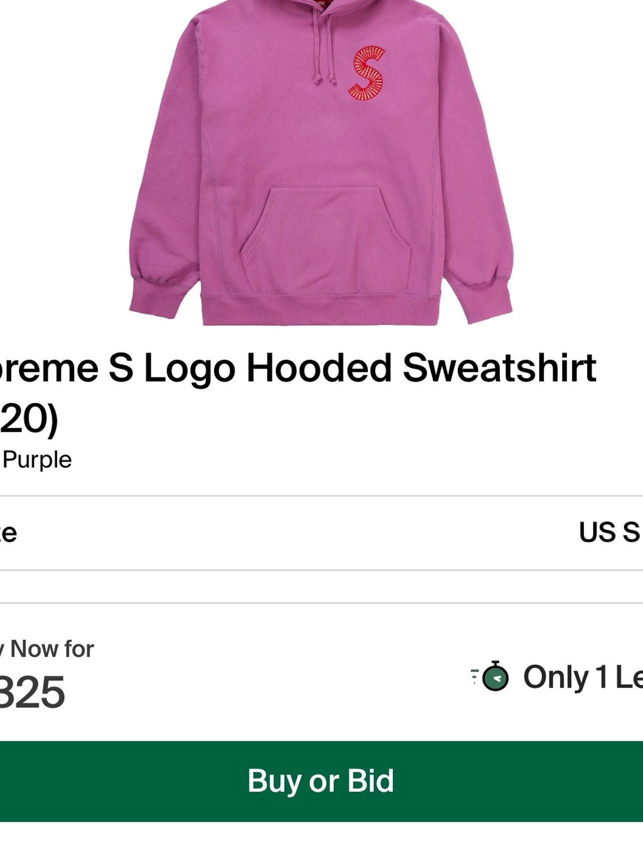 Supreme S Logo Sweatshirt FW20 Size M