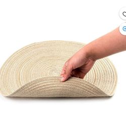 Amdohai Round Placemats, Round Braided Place Mats for Dining Table Heat Insulation Table Mats for Kitchen 15 inches(Beige,4 Pack)
