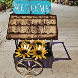 Wagon Welcome Metal Yard Art. $60 each. Planters, Plants, Pottery, Talavera, Clay Pots.