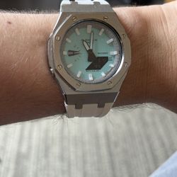 Custom Tiffany Blue CasiOak G Shock W/ AP Royal Oak Bracelet & Rubber Strap + More