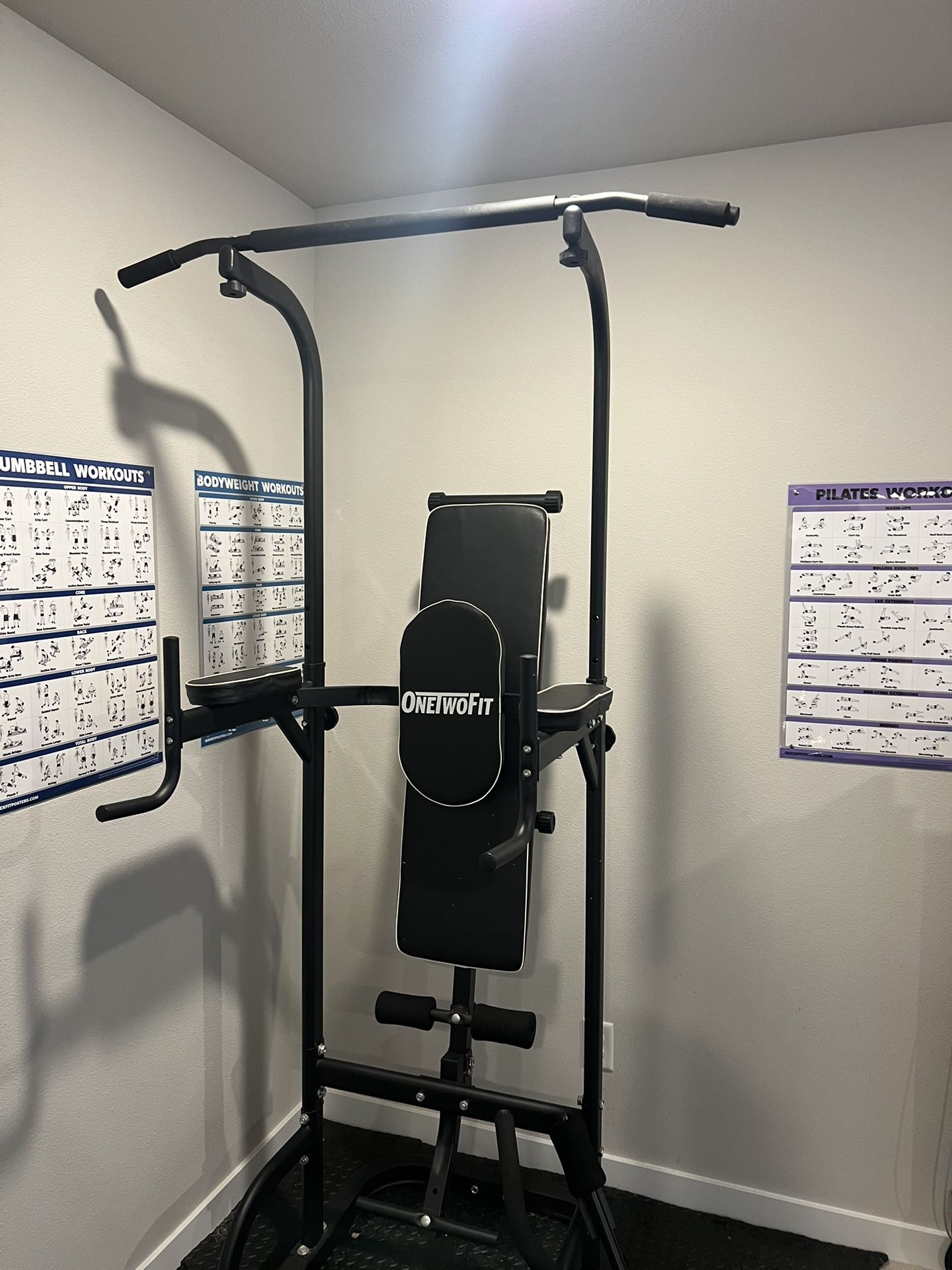 OneTwoFit Multi-Function Power Tower With Sit-Up Bench