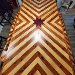 Wooden Table With Two Benches