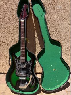 VINTAGE TEISCO DEL RAY ELECTRIC GUITAR FLOWER PICKGUARD E-220 Green Rare