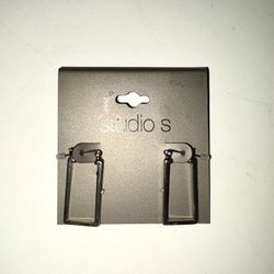 Studio S rectangular silver hoops