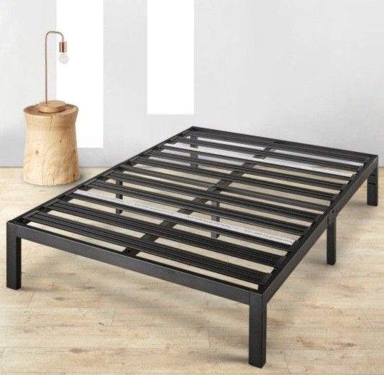New* 14" King Size Heavy Duty Platform Bed Frame No Box Spring Needed In The Box Seal 