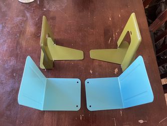 Metal Bookends - 2 Pairs (Blue & Green)