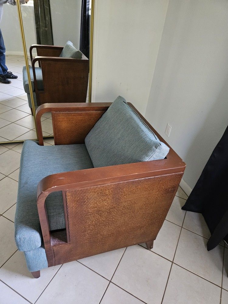 Vintage Wood Arm Chair. Pair