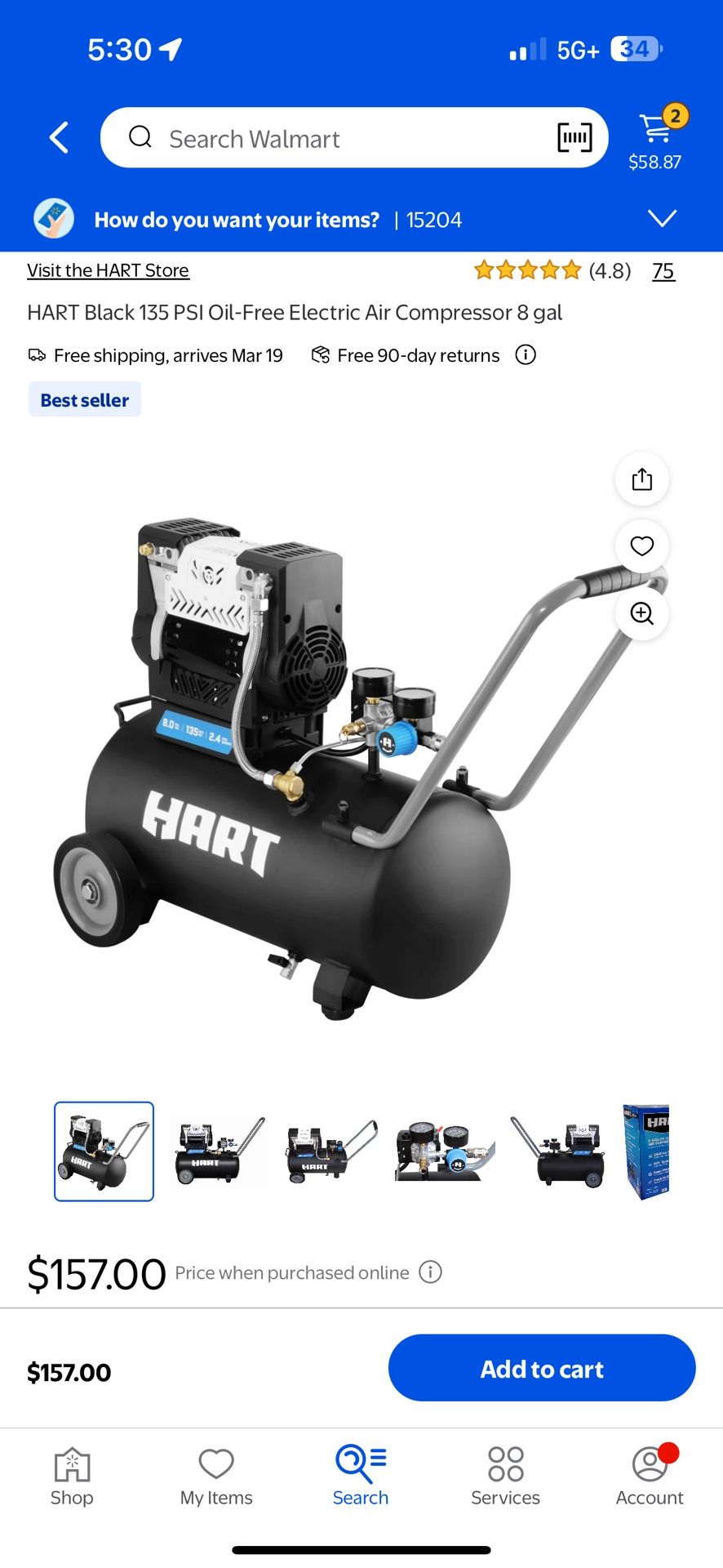 Hart 8gal Air Compressor