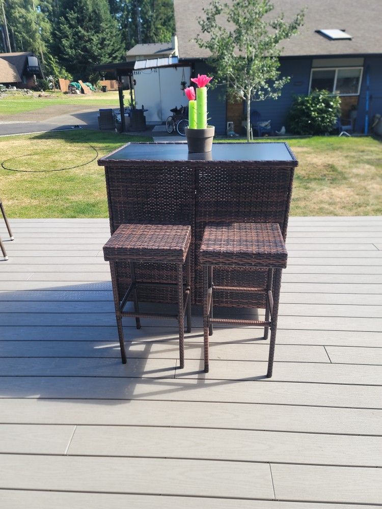 Cute Tiki Bar With Stools