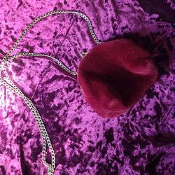 Dark red faux fur purse