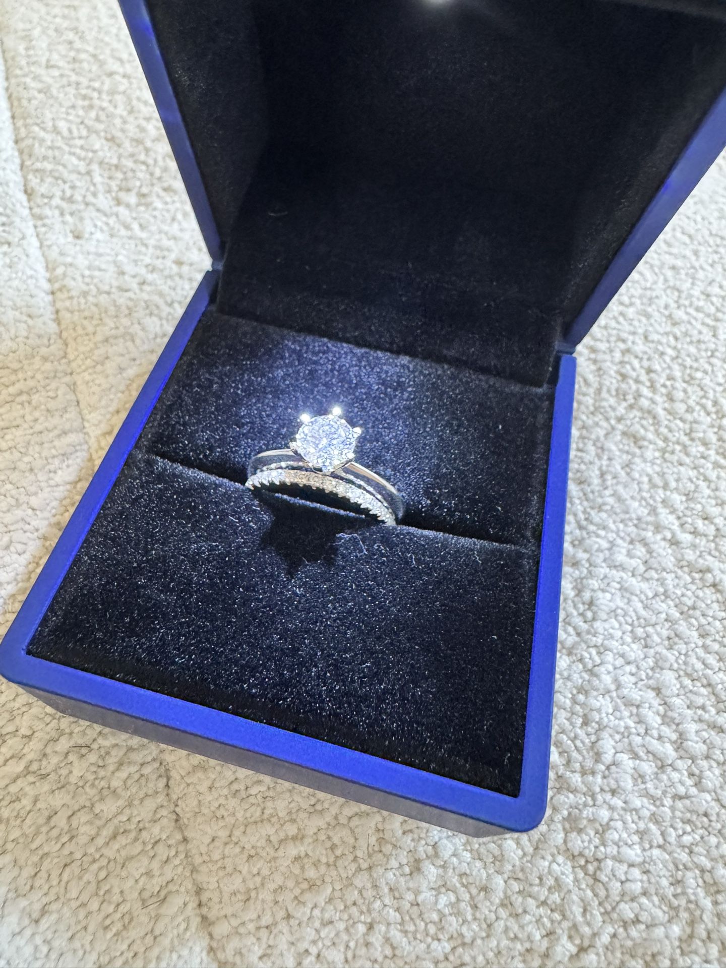 1ct Moissanite Wedding Ring With Engagement Band S925 Sterling Silver. Fine Jewelry