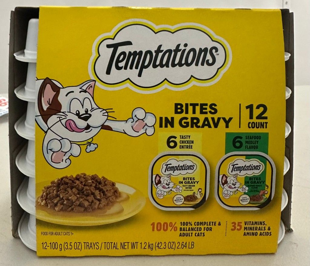 Temptations Pate in Gravy Cat Food 12 Pack, 3.5 oz Trys