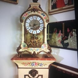 Vintage - Tiffany style  Mantle shelf Clock FRANZ HERMLE 31” Made in Italy