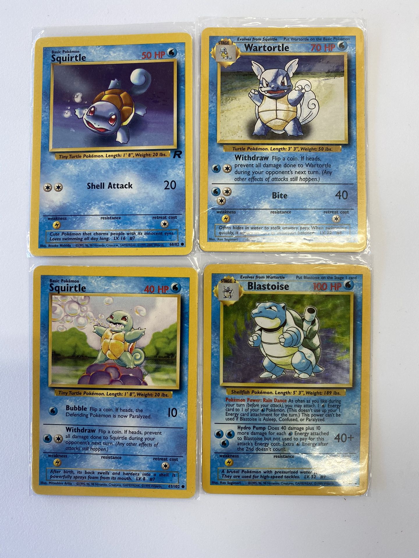 Base set 1999 Squirtle, wartortle, Blastoise Pokemon Cards for Sale in  Upland, CA - OfferUp