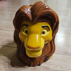 SIMBA The Lion King Disney on Ice Mug Cup Stein Flip Top Lid Vintage 1998 *FLAW