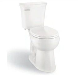 Glacier Bay Power Flush 12 inch Rough In Two-Piece 1.28 GPF Single Flush Round Toilet in White Seat Included