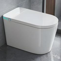 Smart Toilet with Bidet Built In, Foot Sensor Operation, Elongated Tankless Toilet with Automatic Flush, Dual Flush, Heated Bidet Seat for Bathrooms