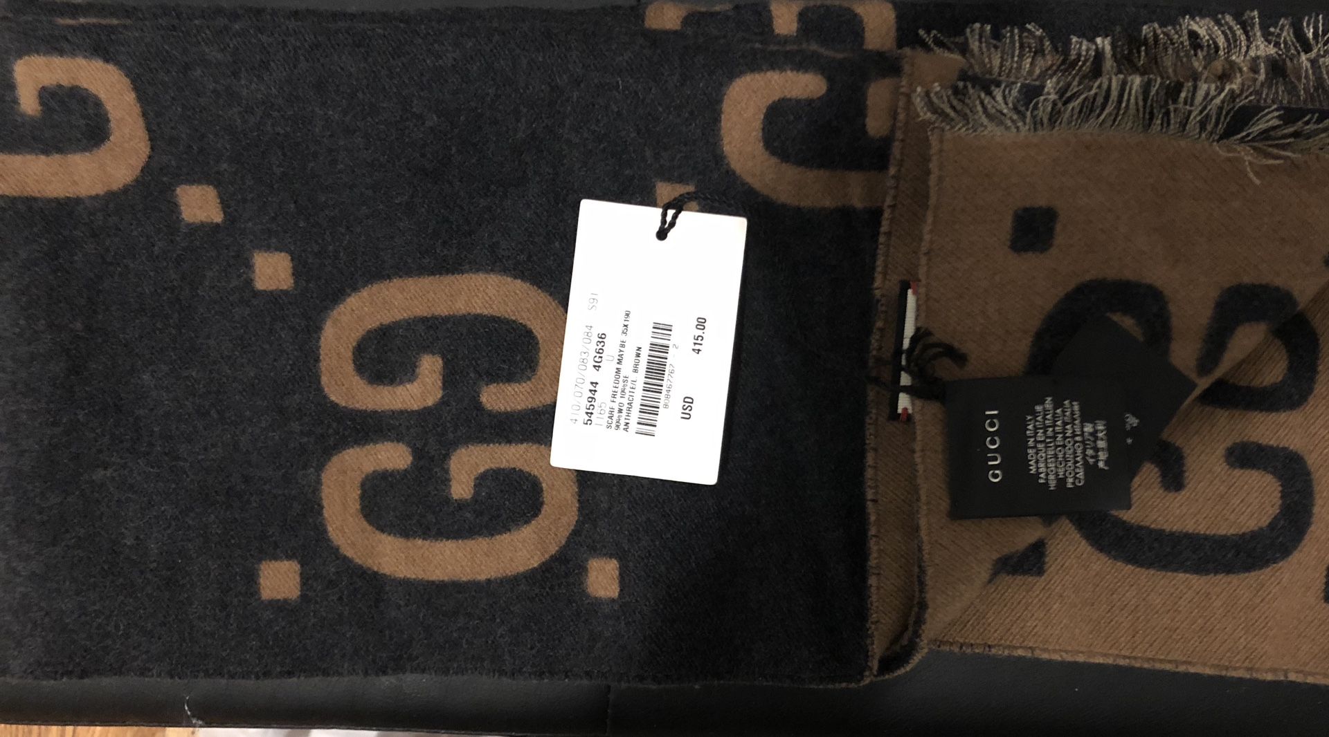 Authentic Gucci  GG Wool Scarf