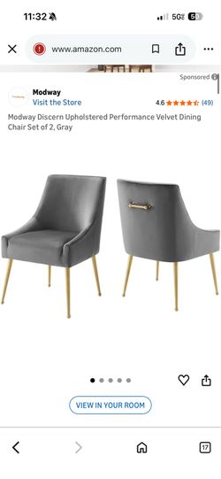 Gorgeous Gray Velvet Chairs Pair