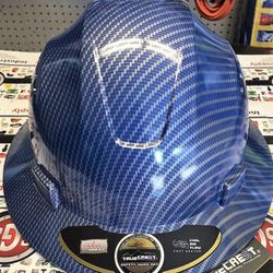 HDPE Hydro Dipped Blue/Silver Full Brim Hard Hat with Fas-trac Suspension

