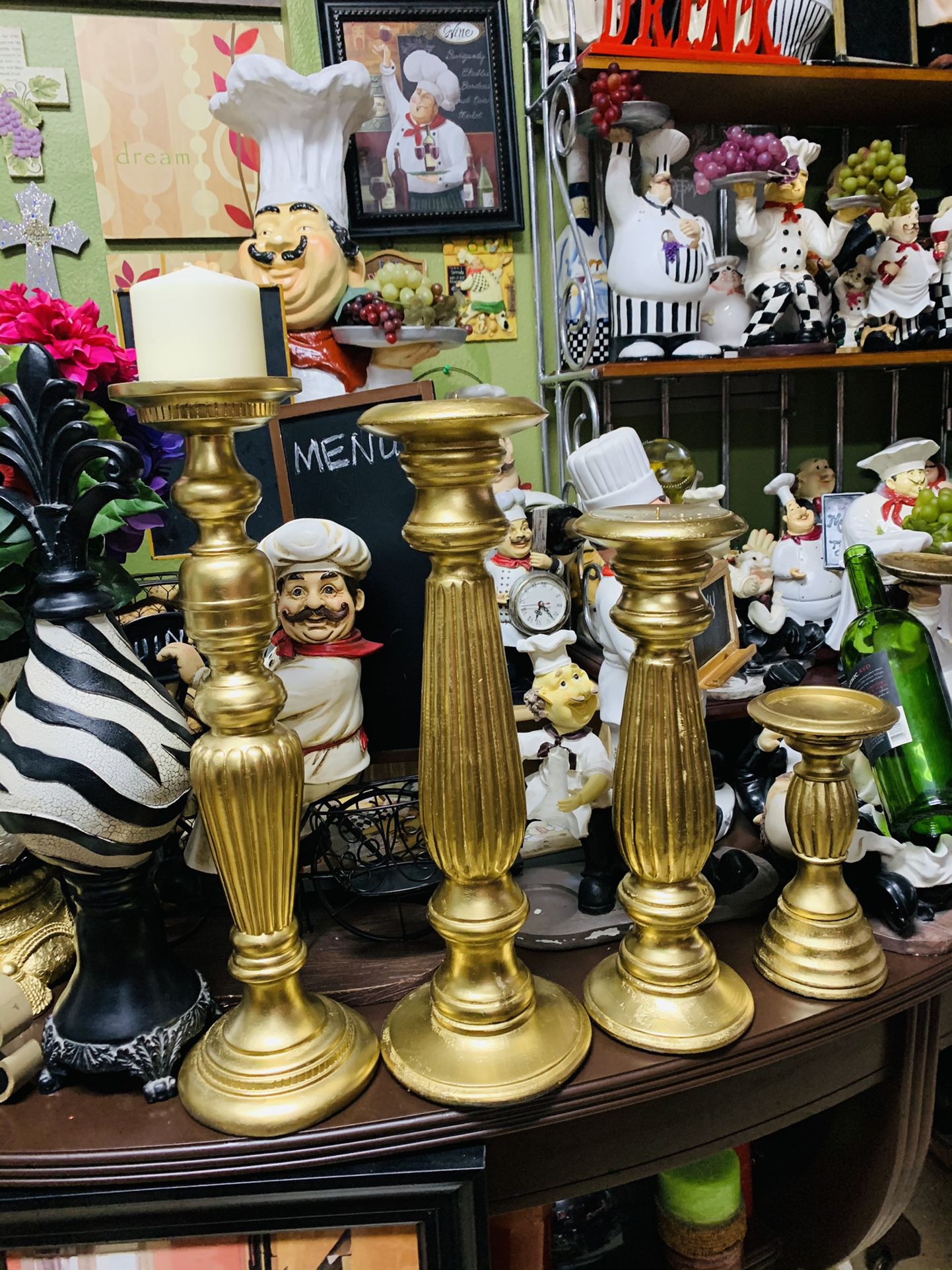 Tall Gold Candles Holders All For $50