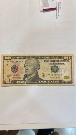 US $10 Star Note – Serial PF0(contact info removed)★