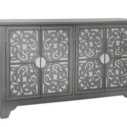 BEAUTIFUL CREDENZA GREY HOME MERIDIAN MIRRORED TWO DOOR GOOD CONDITION 