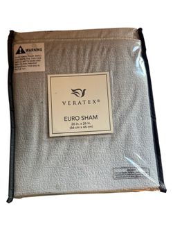 Veratex Euro Sham 26x26 Grey Pillow Cover Corded Edge Dicaprio Bedding Cover
