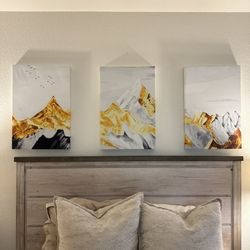 Modern Abstract Mountain Canvas Wall Art – 3-Panel Set