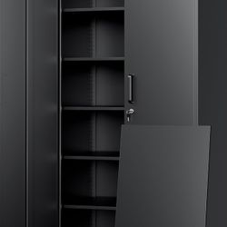 Yizosh Metal Storage Cabinet with Lock - 72" Garage Storage Cabinet with 2 Locking Doors and 5 Adjustable Shelves, Black Steel Lockable for Office,Hom