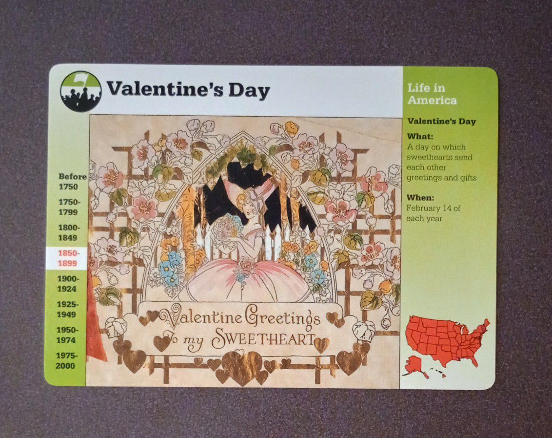 1996 Grolier Valentine's Day Holiday February 14th History Large Over-sized Card Collectible Vintage