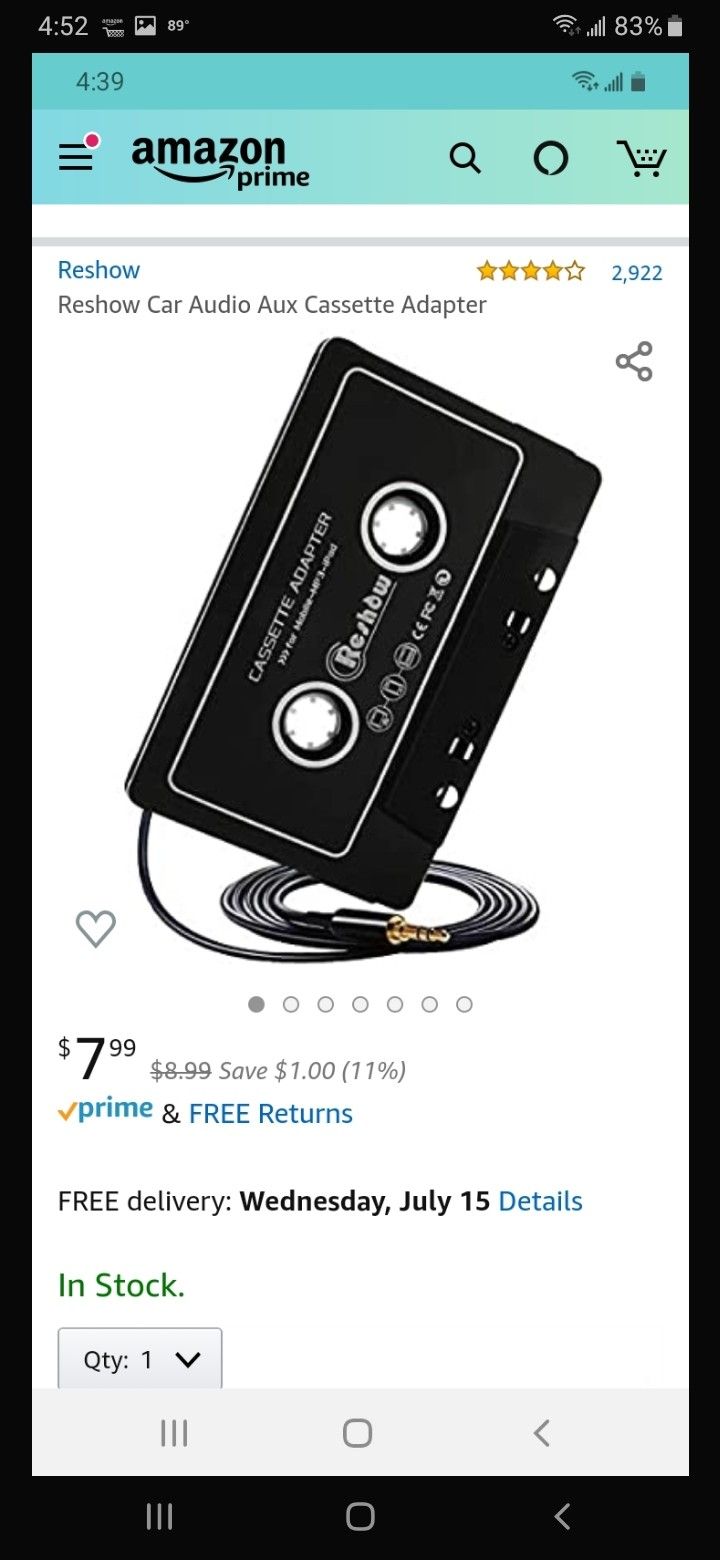 Car audio cassette adapter