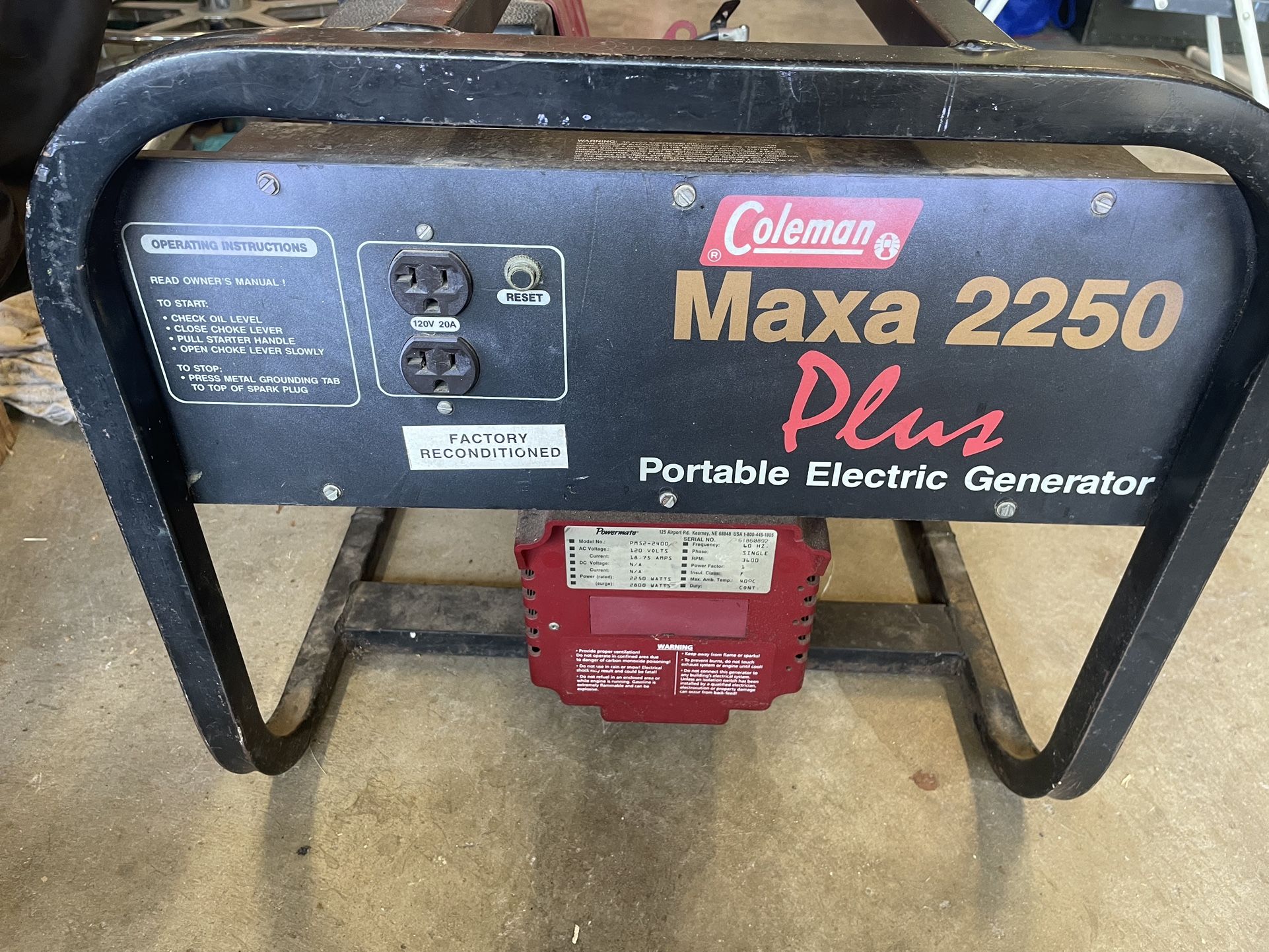 Coleman Maxa 2250 Plus 5hp Generator