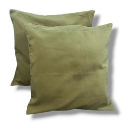 Topfinel Pair of 18” x 18” Decorative Olive Green Throw Pillow Covers/Pillow Cases ONLY - Indoor or Outdoor