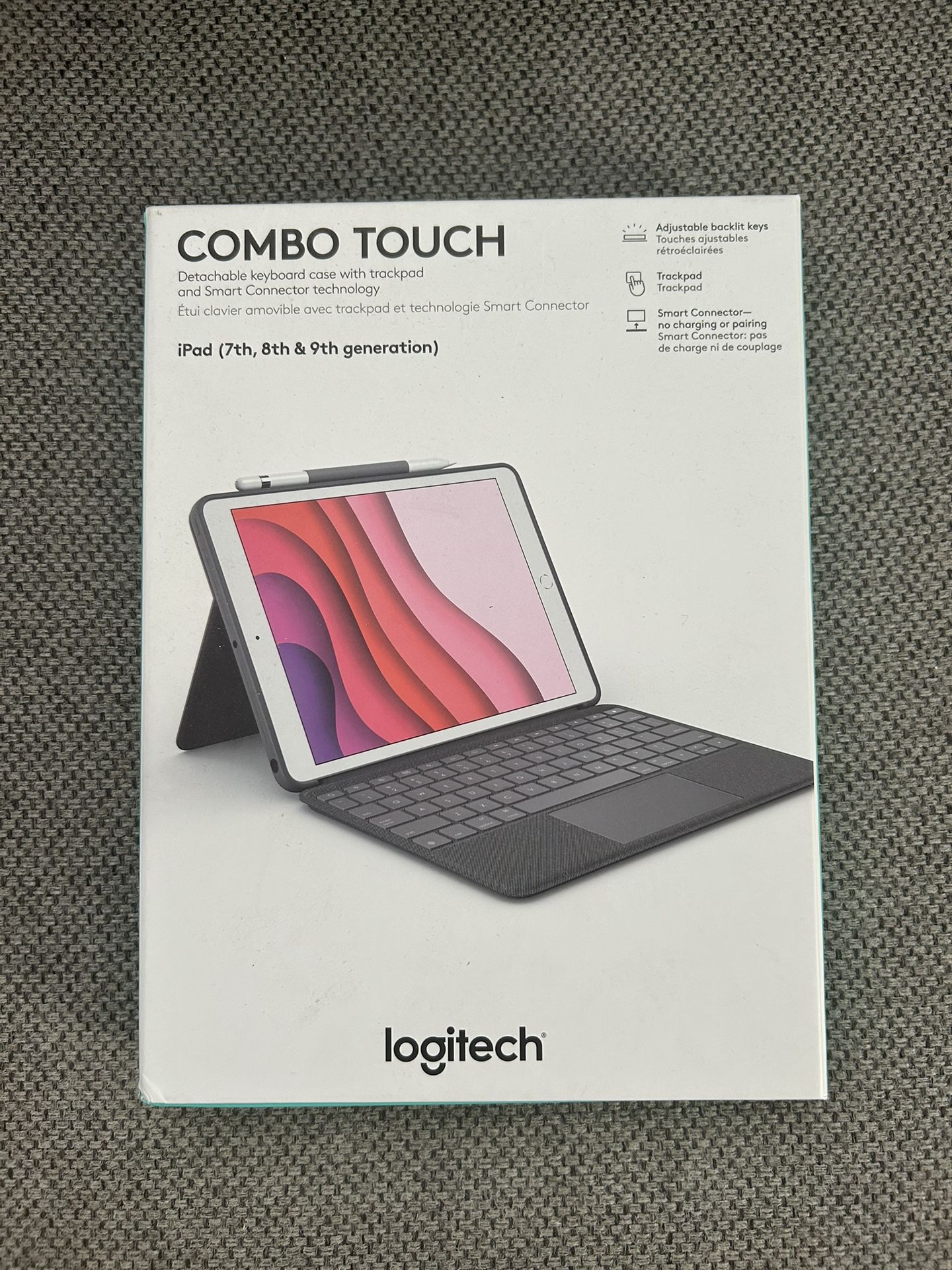 Brand New in Box Logitech - Combo Touch Keyboard Folio for Apple iPad 10.2" (7th, 8th & 9th Gen) with Detachable Backlit Keyboard - Graphite