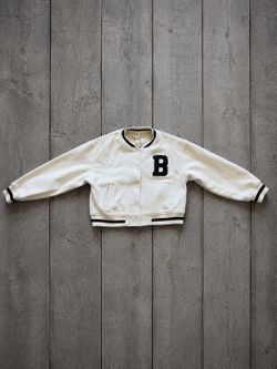 ra Kids Varsity Jacket Cream Ivory Letterman Jacket Size 11-12Y Vintage Style