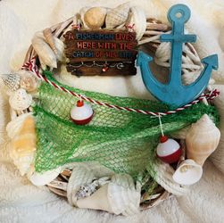 Fishing Seashell Anchor Wreath