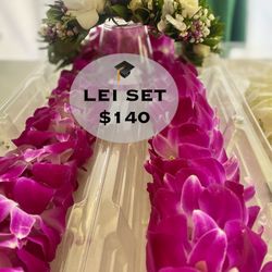 $100 Graduation Lei SET double orchid LEI with a matching crown