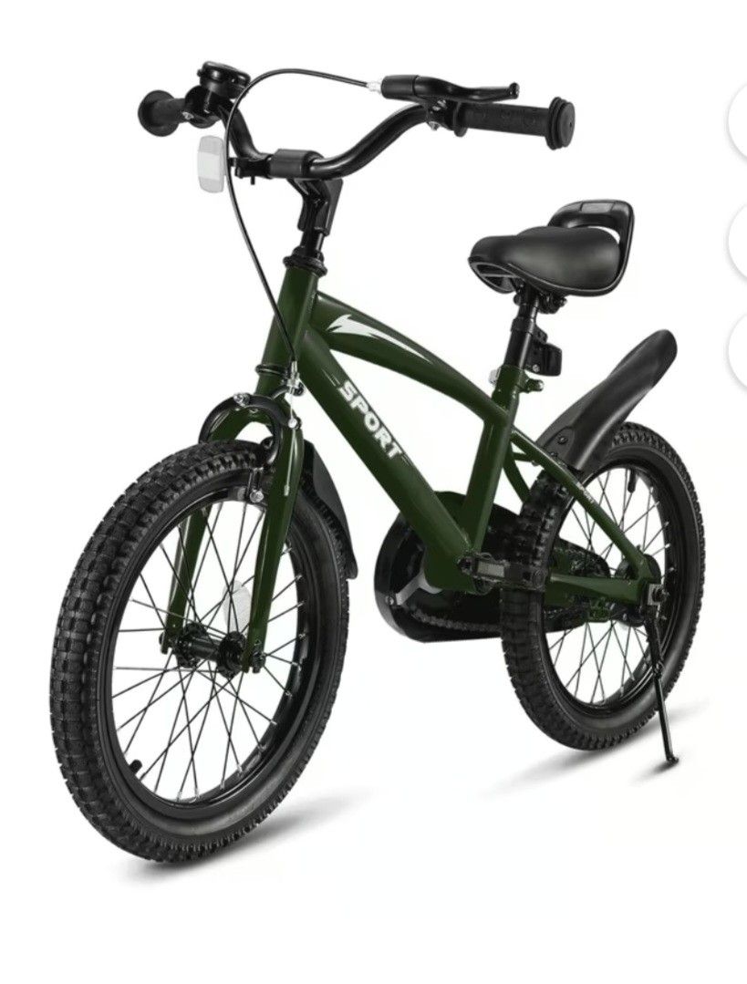 Naipo 16" Green Kid Bike Kickstand w/Training Wheels Children Bikes Boys Girls